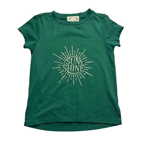 Mia Joy Girls Green And Gold Sun Shine Tee Size 5 Years - Picture 1 of 3